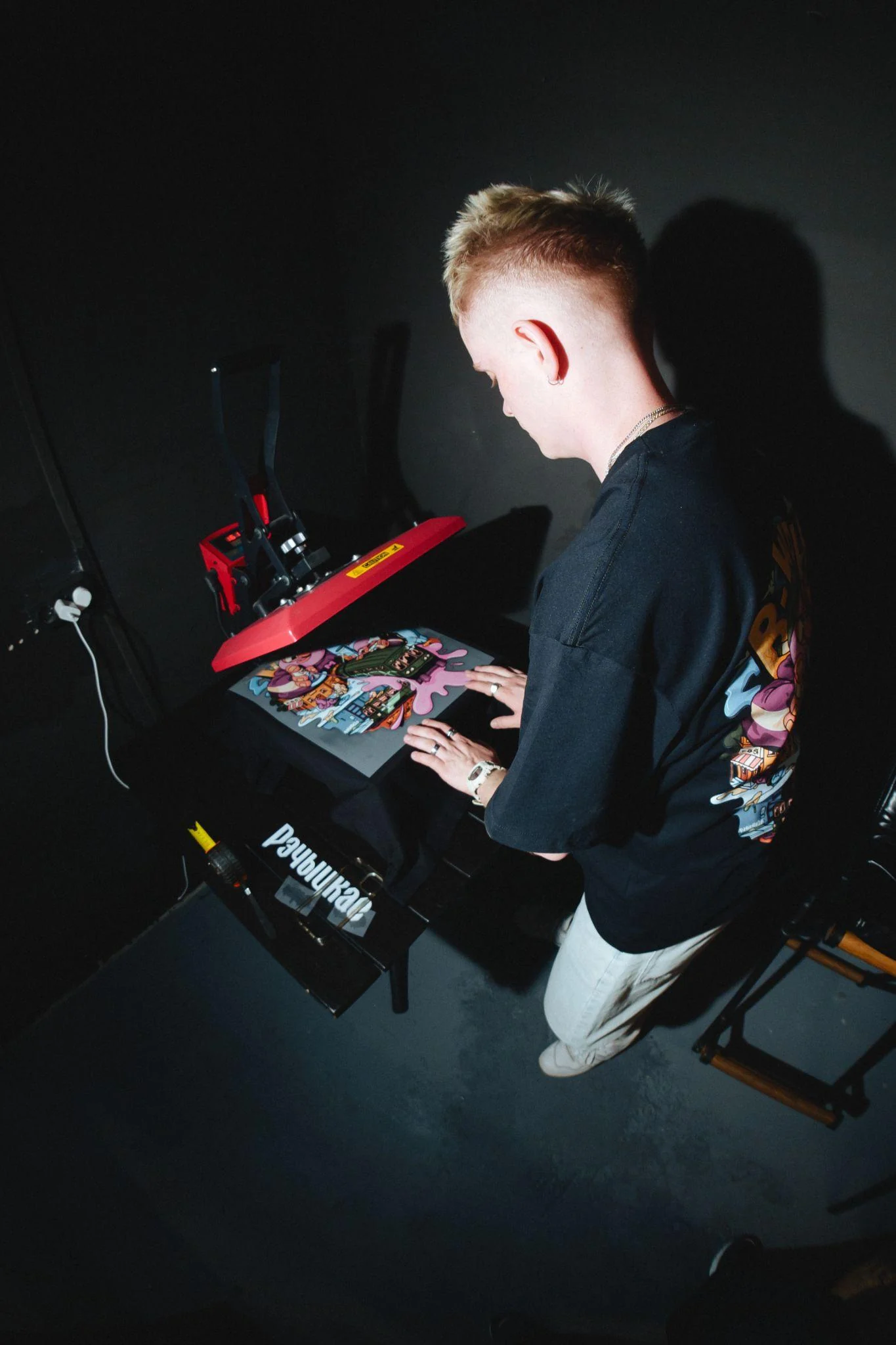 Artist creating a work at the MVP space